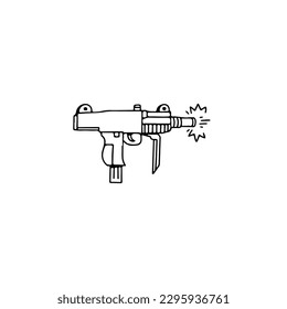 ilustración del vector del doodle por concepto de armas de fuego