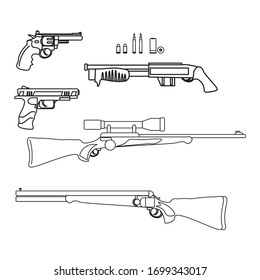 firearms kit, vector on white background