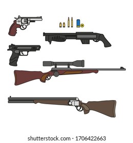 firearms kit, vector on white background