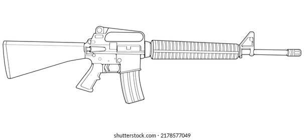 Firearms Line Art Style Shooting Gun Stock Vector (Royalty Free ...