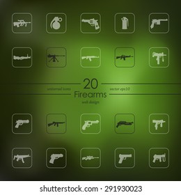 firearms modern icons for mobile interface on blurred background