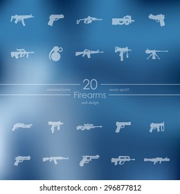 firearms modern icons for mobile interface on blurred background