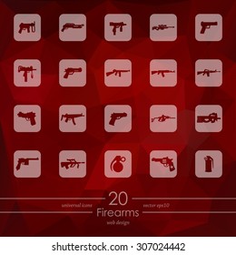 firearms modern icons for mobile interface on blurred background