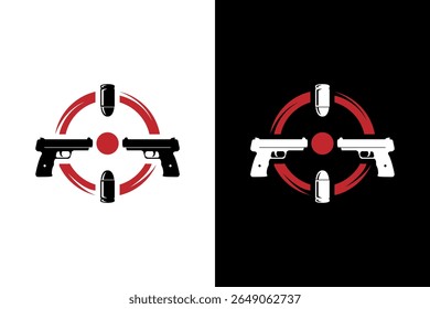 Diseño de blanco de armas de fuego con pistolas y municiones