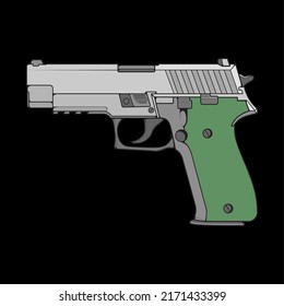 Firearms vector style, Shooting gun, Weapon illustration, Vector Line, Gun illustration, Modern Gun, Military concept, Pistol line art for training
