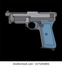 Firearms vector style, Shooting gun, Weapon illustration, Vector Line, Gun illustration, Modern Gun, Military concept, Pistol line art for training
