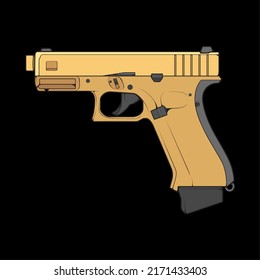 Estilo vectorial de armas de fuego, arma de tiro, ilustración de arma, línea vectorial, ilustración de arma, arma moderna, concepto militar, arte de línea de Pistol para entrenamiento
