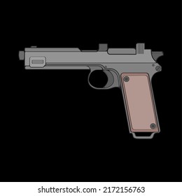 Firearms vector style, Shooting gun, Weapon illustration, Vector Line, Gun illustration, Modern Gun, Military concept, Pistol for training
