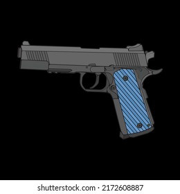 Estilo vectorial de armas de fuego, arma de tiro, ilustración de arma, línea vectorial, ilustración de arma, arma moderna, concepto militar, pistola para entrenamiento
