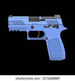 Firearms vector style, Shooting gun, Weapon illustration, Vector Line, Gun illustration, Modern Gun, Military concept, Pistol for training
