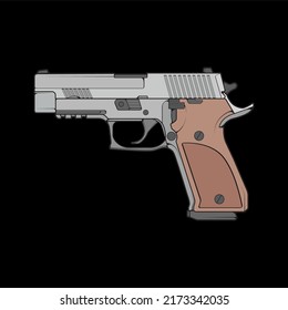 Firearms vector style, Shooting gun, Weapon illustration, Vector Line, Gun illustration, Modern Gun, Military concept, Pistol for training
