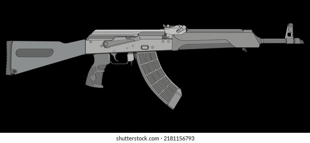 Estilo vectorial de armas de fuego, arma de tiro, ilustración de arma, línea vectorial, ilustración de arma, arma moderna, concepto militar, pistola para entrenamiento

