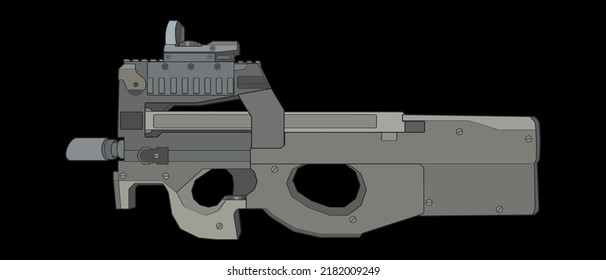 Estilo vectorial de armas de fuego, arma de tiro, ilustración de arma, línea vectorial, ilustración de arma, arma moderna, concepto militar, pistola para entrenamiento
