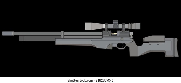 Firearms vector style, Shooting gun, Weapon illustration, Vector Line, Gun illustration, Modern Gun, Military concept, Pistol for training
