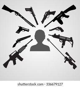 firearms weapons aim to the head of a man eps10