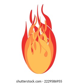 Fireball. Bright burning elements. Colorful vector illustration on a white background.