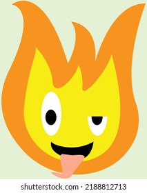 A Fireball Character With Crazy Smile , Cartoon Character , Fire Ball With Yellow And Orange Colors