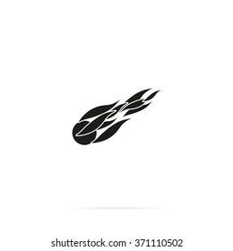 Fireball or comet flying. Comet fire falling with blazing fireball full of flames. Flat icon.