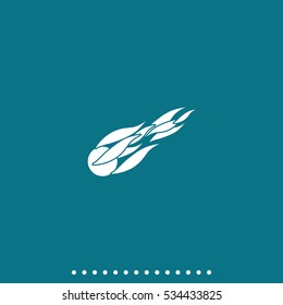 Fireball or comet flying. Comet fire falling with blazing fireball full of flames. Flat icon.