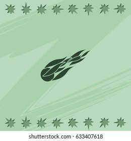 Fireball or comet flying. Comet fire falling with blazing fireball full of flames. Flat icon.