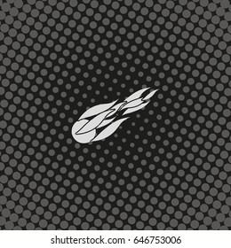 Fireball or comet flying. Comet fire falling with blazing fireball full of flames. Flat icon.