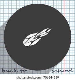 Fireball or comet flying. Comet fire falling with blazing fireball full of flames. Flat icon.