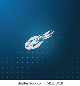 Fireball or comet flying. Comet fire falling with blazing fireball full of flames. Flat icon.