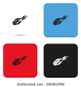 Fireball or comet flying flat vector icon.