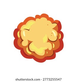 Fireball explosion illustration creating a dynamic cloud of smoke and fire, perfect for game design elements, animation, power ups, or impactful visual effects