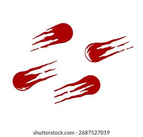 fireball in flight, vector illustration, icon set