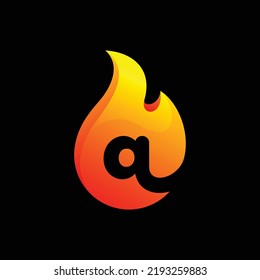 fireball icon logo with letter a sign