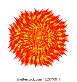 Fireball on a white background. Circle of flame. Vector illustration of   elements of nature. 