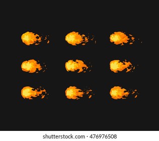 fireball vector animation(Type #1) . Sprite sheet for game or cartoon