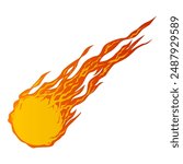 Fireball vector illustration set isolated on white background sticker art, Comet falling down fast, wisps of fire, fire shot, round fire accelerated, EPS format is editable.