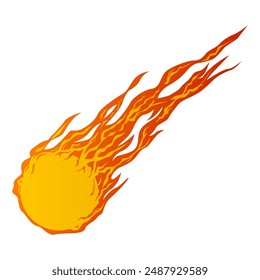 Fireball vector illustration set isolated on white background sticker art, Comet falling down fast, wisps of fire, fire shot, round fire accelerated, EPS format is editable.