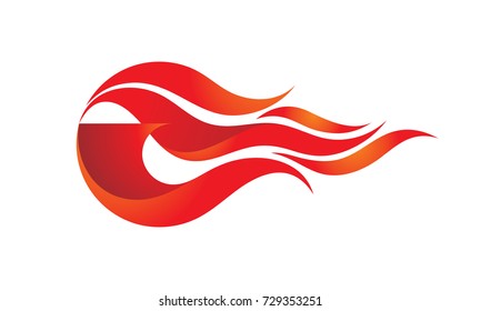 Fireball - vector logo template concept illustration. Fire flame sign. Hot warm symbol. Design element