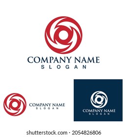 logotipo de vórtice de bola de fuego y vector de símbolo