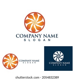 logotipo de vórtice de bola de fuego y vector de símbolo