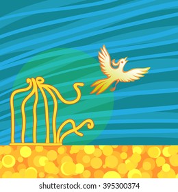 firebird, escaped from its cage to freedom.