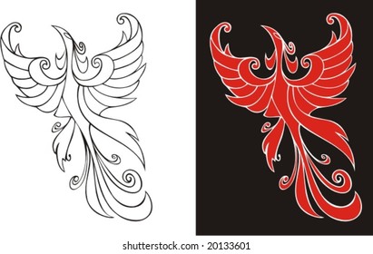 Firebird, mythical creature from Russian tales, element for design, vector illustration