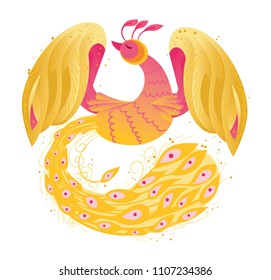 Firebird phoenix vector cartoon illustration