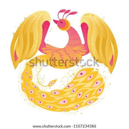 Firebird phoenix vector cartoon illustration