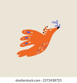 Firebirds with leaf for kids print. Perfect for t-shirt, card, poster childish design