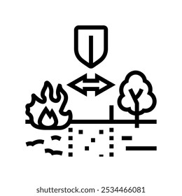 linha firebreak wildfire ícone da linha do desastre vetor. linha firebreak wildfire sinal do desastre.