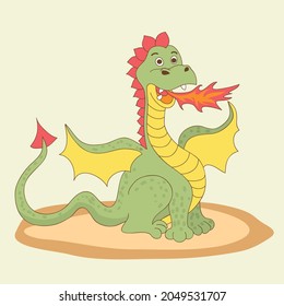 Fire-breathing dragon. Cute little funny.