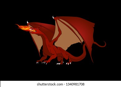 Fire-breathing dragon. Vector illustration