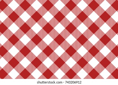 Firebrick Gingham pattern. Texture from rhombus/squares for - plaid, tablecloths, clothes, shirts, dresses, paper, bedding, blankets, quilts and other textile products. Vector illustration.