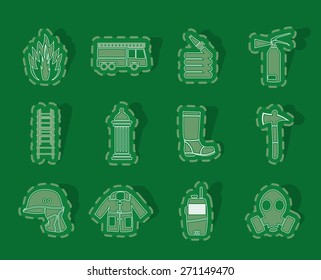 fire-brigade and fireman equipment icon - vector icon set