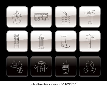 fire-brigade and fireman equipment icon - vector icon set