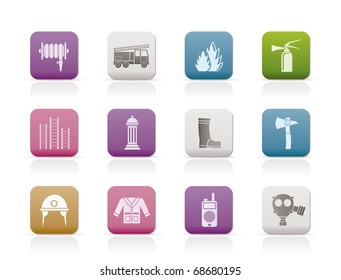 fire-brigade and fireman equipment icon - vector icon set